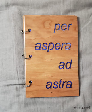 "per aspera ad astra" wood refillable notebook