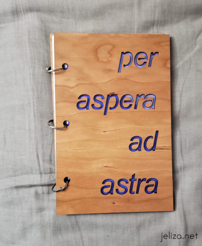 "per aspera ad astra" wood refillable notebook